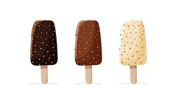 Three chocolate almond ice cream bars isolated vector