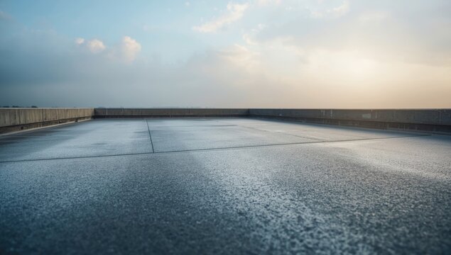 Elastomeric polymer membrane applied to rooftop ensuring waterproof barrier from rain and water pressure