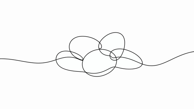 Minimalist black line drawing of abstract tangled knots or loops