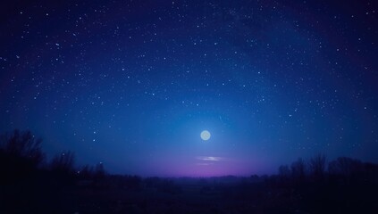 Fototapeta premium electronic art piece illustrating a tranquil night with moon and bright stars