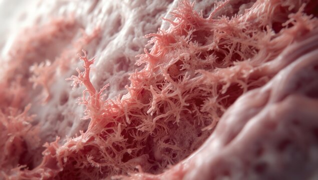 Detailed microscopic analysis showing endometrial glandular and stromal tissue in abdominal subcutaneous layer