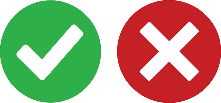 Checkmark and cross icon set in green and red circles