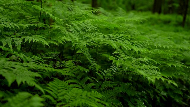 Lush Forest Ferns After Rain