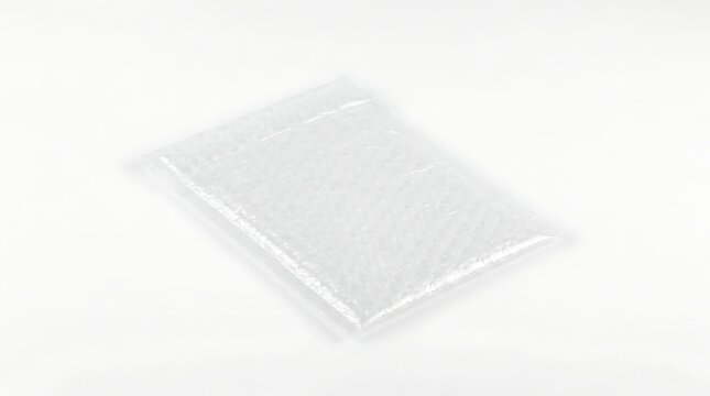 Isolated rectangular bubble wrap mailing envelope, protective shipping pouch, fragile item packaging, cushioning material