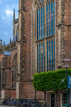 Exterior of tower of the Saint Bavo church in Haarlem, Noord-Holland, The Netherlands, Europe
