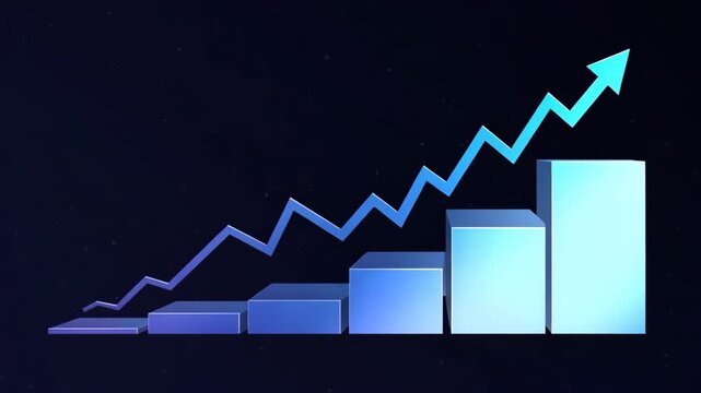 This image represents exponential growth through a graph showcasing an upward trend, ideal for illustrating technological advancements and growth metrics..