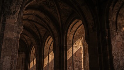 Obraz premium Fortress interior showcasing a series of grand archways