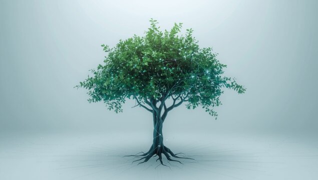 Digital tree concept applied in Nodejs network structure for eco friendly design