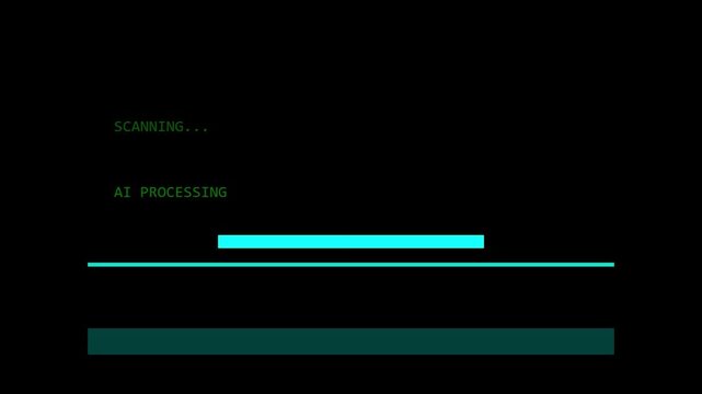 4K Cyberpunk Scanning AI Processing Console Interface Animation