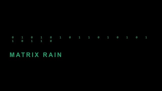 4K Glowing Cyan Binary Code Matrix Rain Technical Overlay
