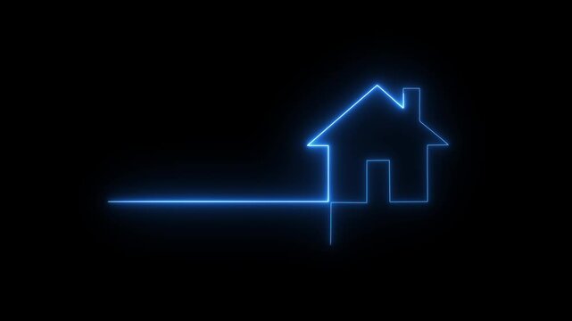 Up arrow line continuous drawing art banner background design Neon line. Neon arrow doing direction information animation on black background.