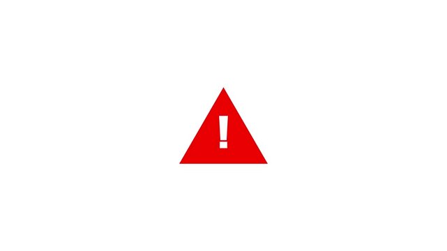 Alert icon. alert warning red symbol,alert transparent background. red warning sign in the shape of a triangle. 4k video