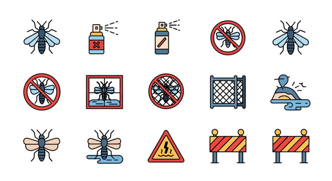 Pest Control and Insect Repellent Icons Collection.