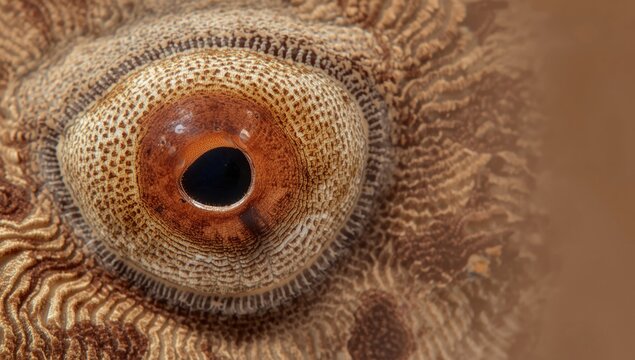 close up of a cuttlefish eye with finely detailed surrounding skin