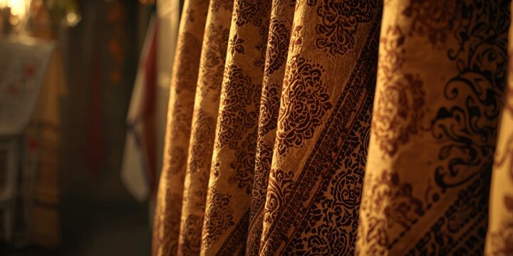 Decorative setting using traditional henna printed cloth with vintage flair