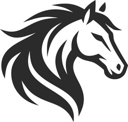 Fototapeta premium Horse face logo vector illustration with bold outline design, suitable for equestrian brands, farms, and creative logo concepts.