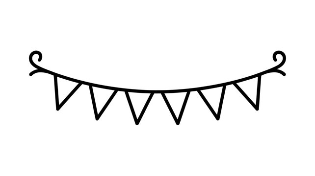 Black decorative banner with triangular flags hanging illustration