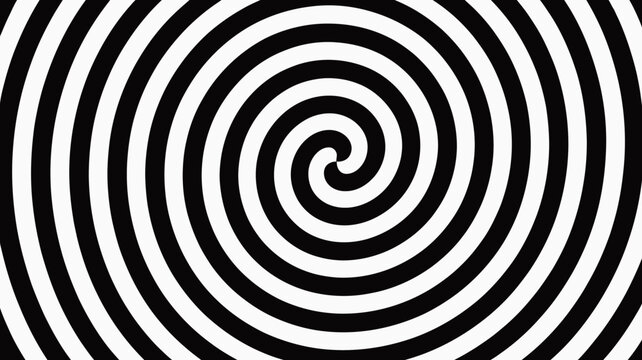 Spiral black and white hypnotic pattern with swirling design