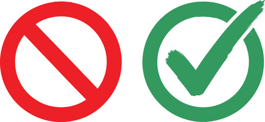 Positive and negative circular icons with check and prohibition symbols © Mst