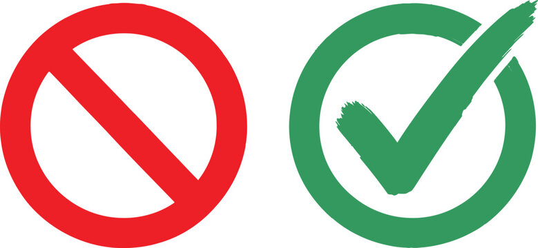 Positive and negative circular icons with check and prohibition symbols
