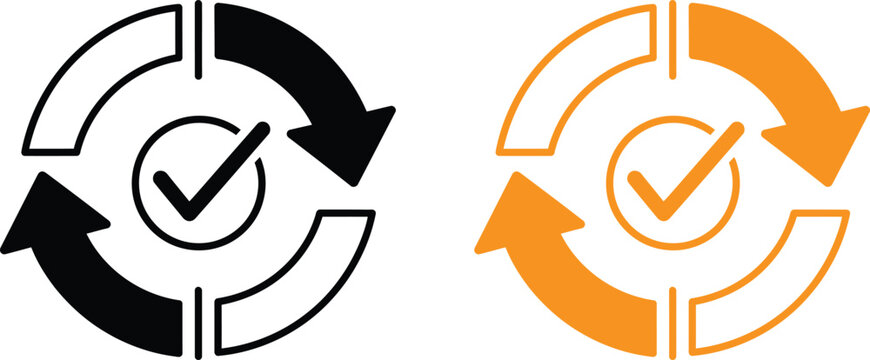 Recycling arrows with checkmark in circular design