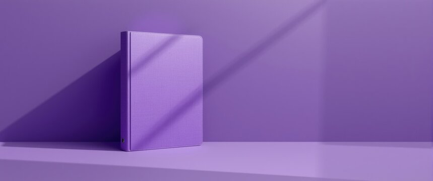 Closed task organizer binder on bright violet backdrop featuring empty copy space