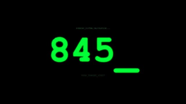 Green Number 1 Typying on Black Background with Cursor
