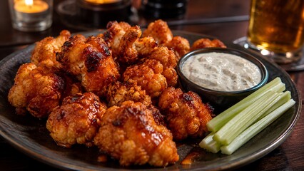 Fototapeta premium Crispy boneless chicken bites with ranch dip
