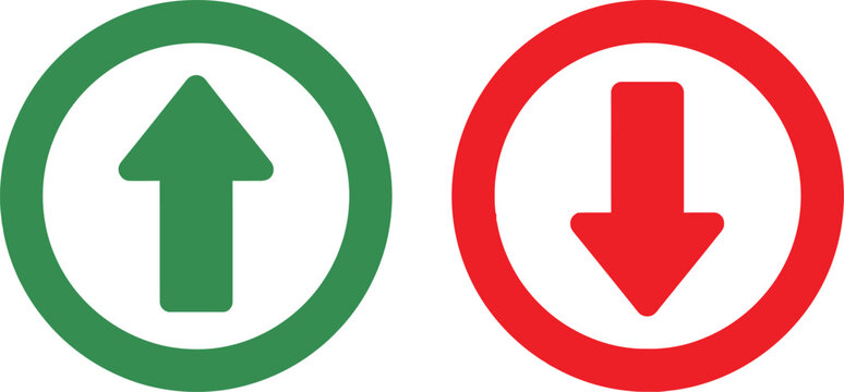 Up and down arrow icons in circular frames
