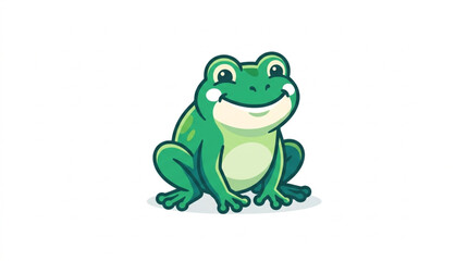 Fototapeta premium Cute cartoon frog illustration smiling happily.