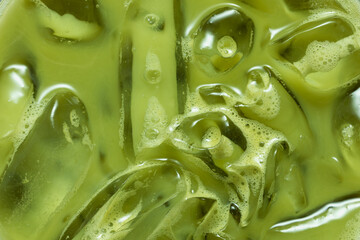 Macro Close-Up of Japanese Pure Matcha Drink © Latthaphon