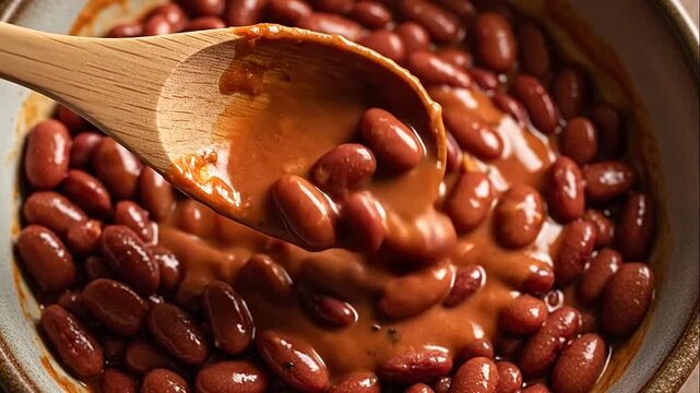 Delicious red kidney beans in sauce.