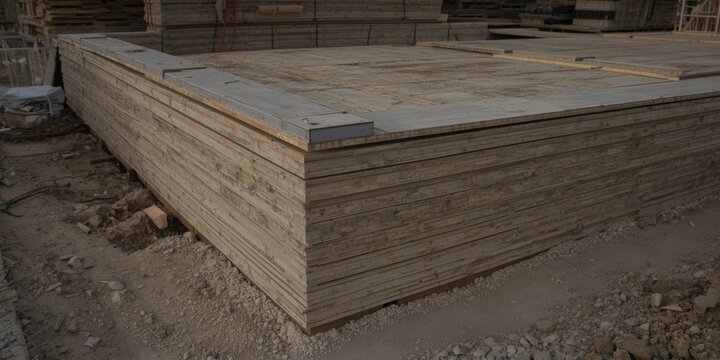 Construction site with layered sandwich panels for improved wall insulation efficiency