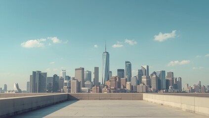 Fototapeta premium Contemporary flat design portrayal of urban skyline