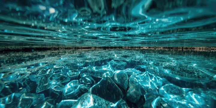Crystal clear lake water with vivid reflectivity