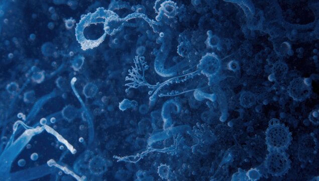 Detailed study of marine diatom colonies under high magnification