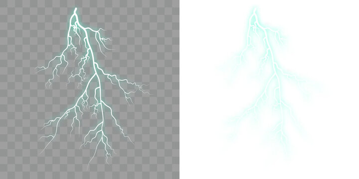 Thunder ray trace Artificial neon bright, in night environment.