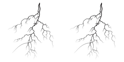 Fototapeta premium Overcast sky burst Sharp branched visual, in dark scene.