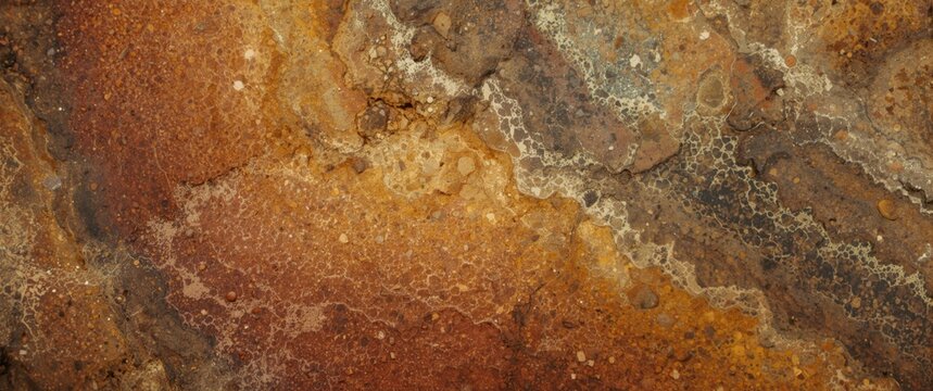 Close up image of natural bedrock showing a spectrum of rich colors from erosion effects