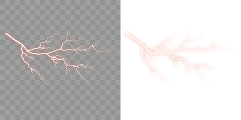Naklejka premium Lightning bolt shape Bright red luminous, with extreme power.