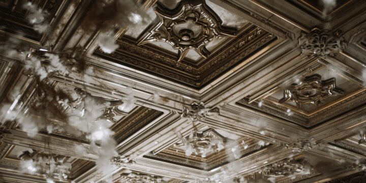 False ceiling art incorporating refined and polished surface textures