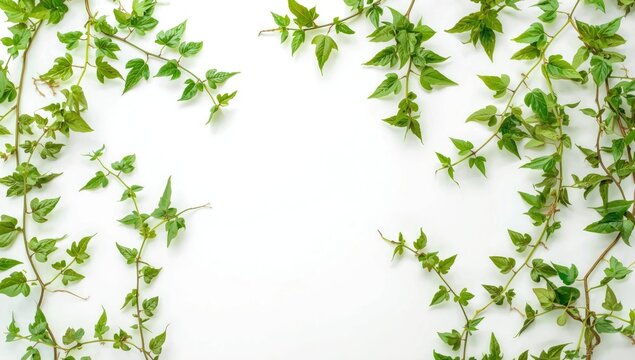 Fresh Tiliacora Triandra healing plant with lively green vines over white backdrop