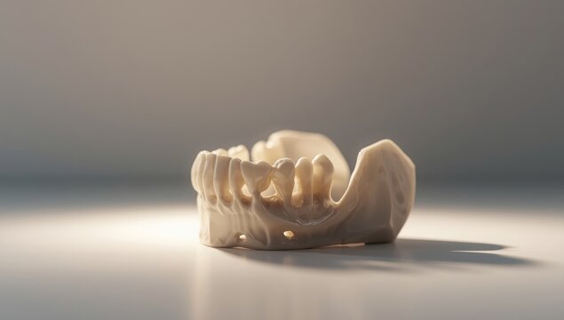 Dental bone grafting concept emphasizing jawbone enhancement presented on white surface