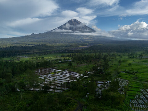 Majestic sunrise view of Mount Semeru java indonesia landscape photography natural environment serene perspective.