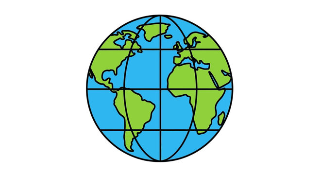Stylized illustration of the earth depicting continents and gridlines