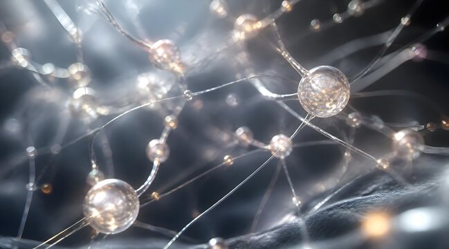 Abstract microscopic render of active neuron synapses and brain neural network, 3D rendering
