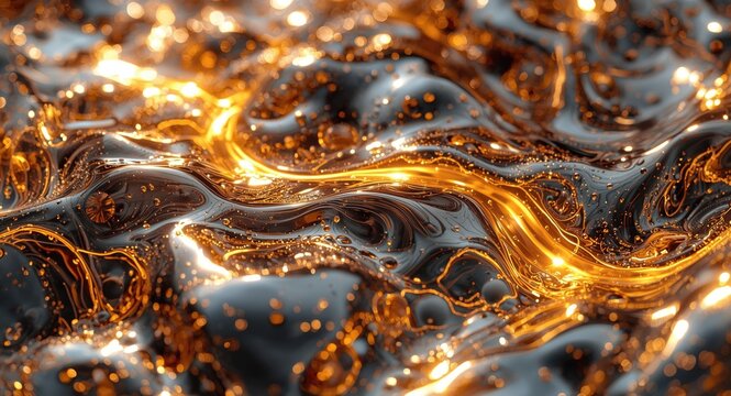 Detailed view of a shape shifting liquid metal showcasing electrical conductivity for flexible electronics