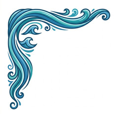 Fototapeta premium Decorative Blue Wave Corner Element Pixel Art.
