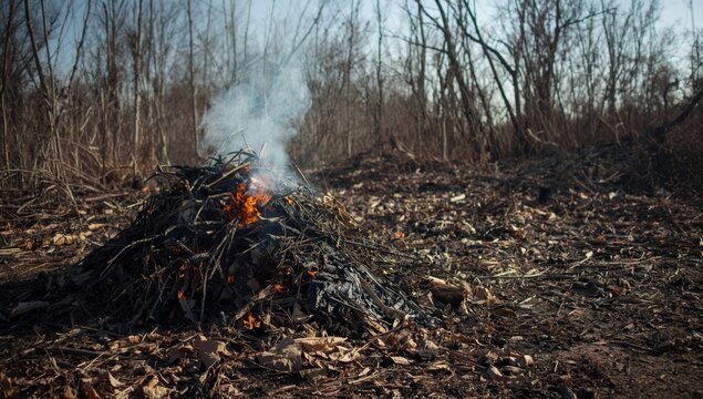 Dry season causes spontaneous ignition in piles of yard waste mulch