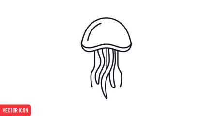 Minimalist jellyfish vector icon on white background for design elements © wd